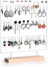 Earring Holder Organizer, Display Stands for vendors, 4-Tier White 