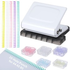 10-Hole Binder Machine Kit, Manual Binding System with 10 Pcs Loose Leaf Bind...