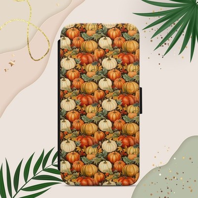Handyhülle Kürbis Muster Herbst Herbst iPhone Samsung Pixel Flip Wallet Cover