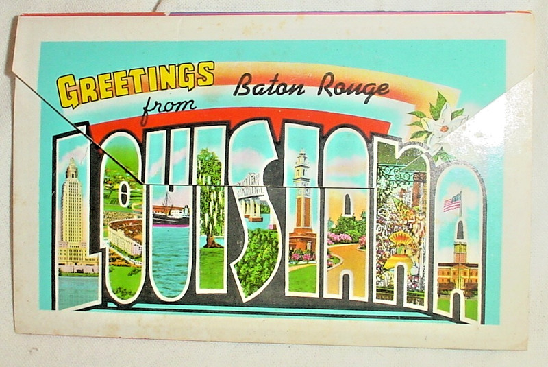 SOUVENIR POSTCARD FOLDER of BATON ROUGE LA/14 VIEWS/UNPOSTED/CURTEICH COLOR