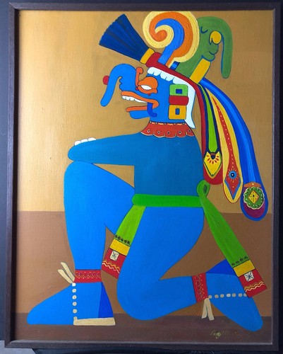 Patty Martin original, Mayan god, in blues