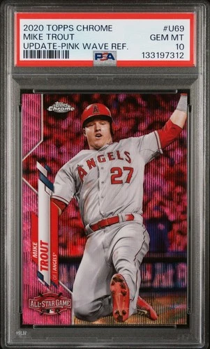 Mike Trout 2020 Topps Chrome Update #U69 Pink Wave Refractor PSA 10