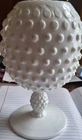 Vintage Fenton White Hobnail Milk Glass Pedestal Ivy Vase