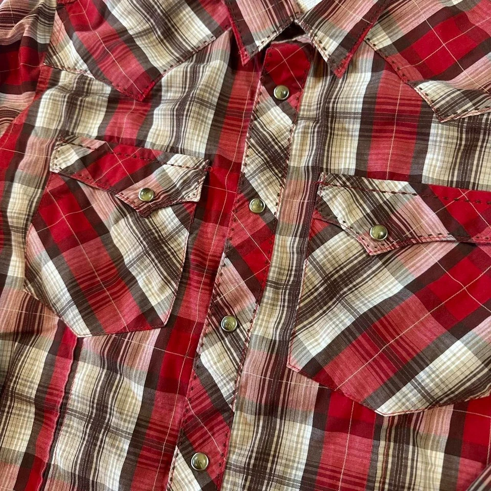 Camisa wrangler wrangler vintage años 90 perla a presión camisa wrangler a cuadros manga larga Foto 2 de 4