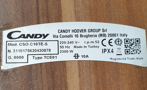 Candy CSO C10TE-S TCE01 Trockner Ersatzteile Steuerung Heizung Wärmetauscher Fuß