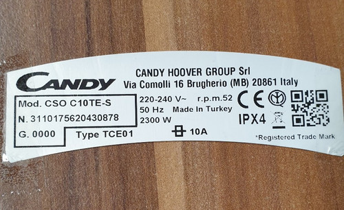 Candy CSO C10TE-S TCE01 Trockner Ersatzteile Steuerung Heizung Wärmetauscher Fuß