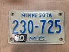 1980 Minnesota Motorcycle License Plate 230-725
