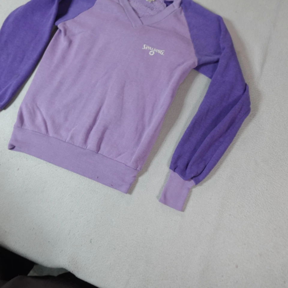 Sudadera Spalding De Colección Para Mujer Mediana Alta Púrpura Preppy Tenis Prop EE. UU. Años 80 Foto 2 de 4