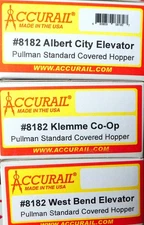 Accurail HO #8182 (3 Pack) Albert City Elevator, Klemme Co-Op, West Bend Elevato