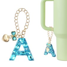Letter Charm for Stanley Tumbler Cup, Bow Heart Initial A Letter Charm, Blue