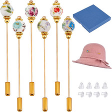 6-teilige Hutnadel aus Porzellan, Vintage-Sicherheitsnadeln, Broschen aus Porzel