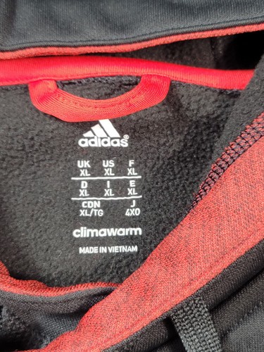 Adidas Climawarm Felpa con Cappuccio Uomo XL Rosso Nero Grande Logo Pullover Felpa - Foto 10 di 11