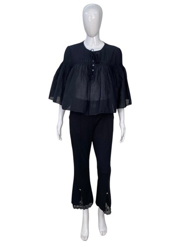 Isabel Marant Etoile Women Black Axeliana Cotton & Viscose Blouse Tunic Top L 38 - Picture 2 of 16