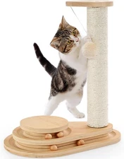 Cat Scratching Post Cat Scratcher Kitten Toys for Indoor Cats Wooden Ball Tra...