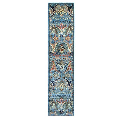 2'8''x15'6'' Marlin Blue Bijar Garus Design Wool Hand Knotted Runner Rug 21429