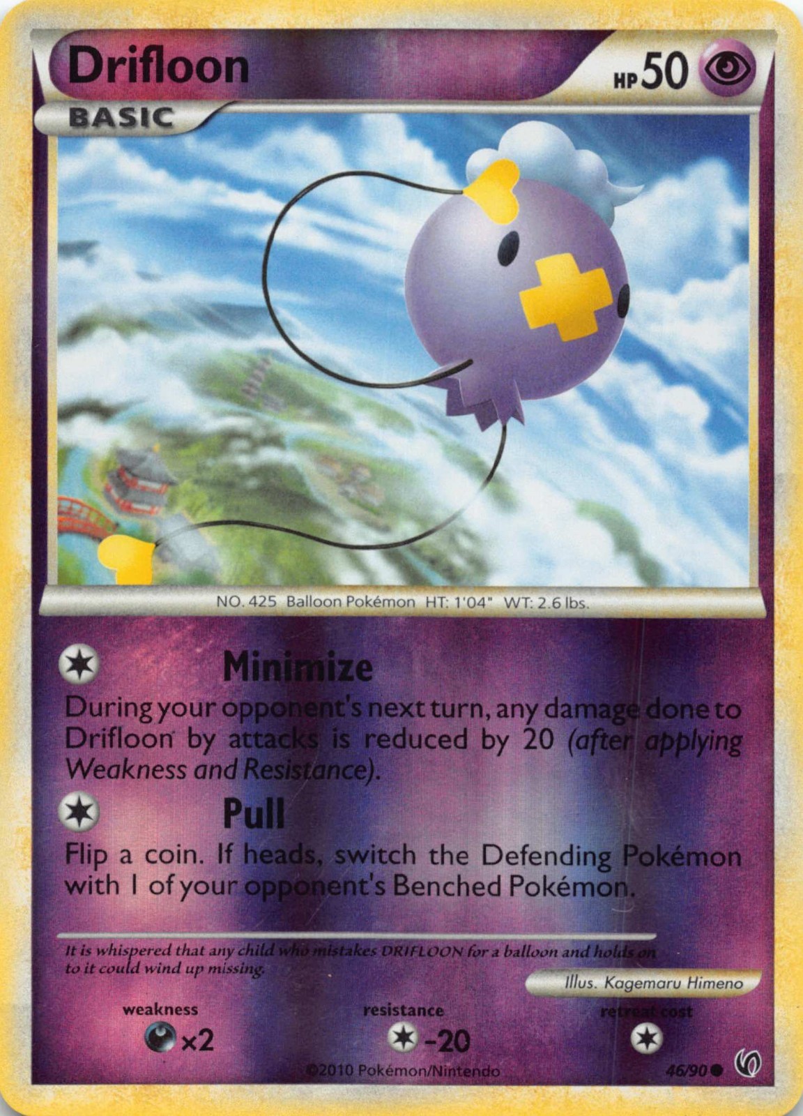 Drifloon 46/90 Common HGSS Undaunted Pokemon Reverse Holo Lightly Played