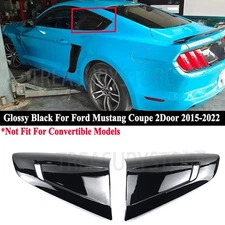 Gloss Black For Ford Mustang Couple 15-22 Rear Side Window Quarter Louver Covers