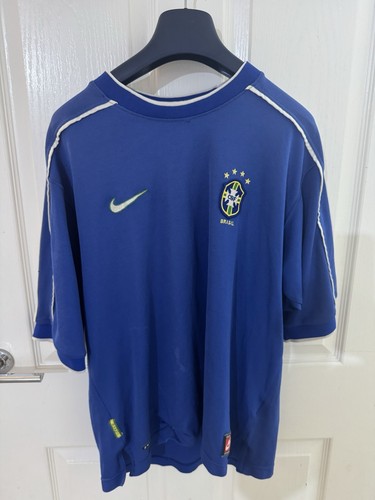 Brazil Football 1998 Blue Away Shirt - Nike Men’s Size Medium