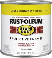 Rust-Oleum 7747730 Stops Rust Brush on Paint, Half Pint, Gloss Sunburst Yellow