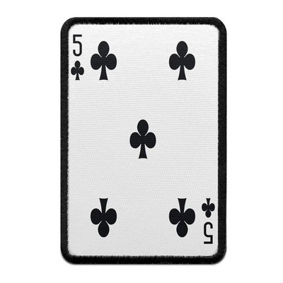 Five of Clubs Card Embroidered Iron On Foto Patch