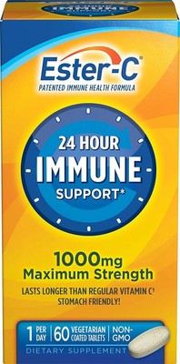 Ester-C 24 Hour Immune Support Maximum Strength Coated Tablets 60 Ct Pack of 2