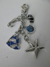 SEA LIFE BEACH THEME METAL KEYCHAIN FISH STARFISH SHELL SEAHORSE