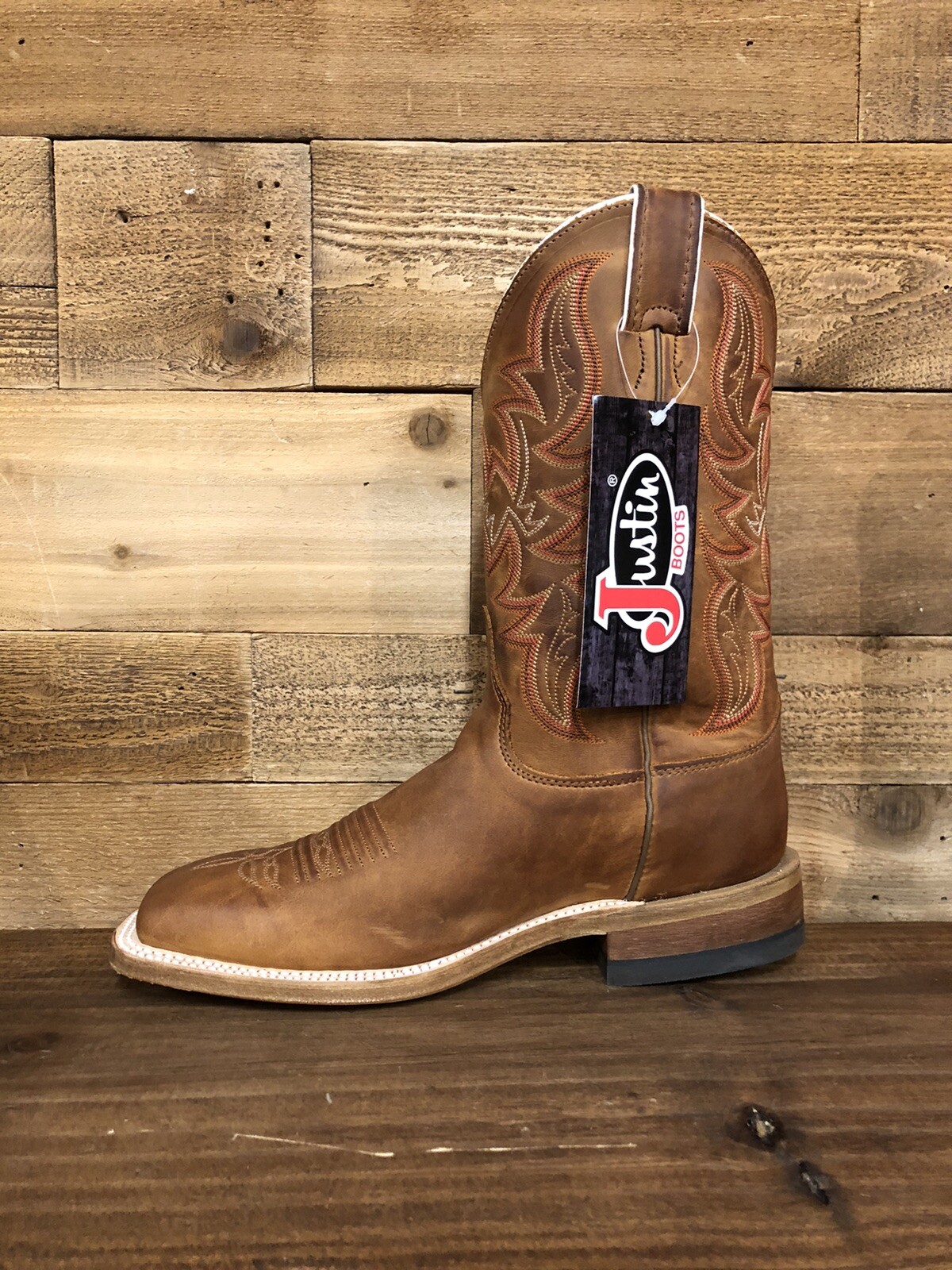 justin men's bent rail square toe western boots