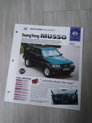 1995/1996/1997 SSANG YONG  MUSSO SUV SPEC SHEET / Brochure