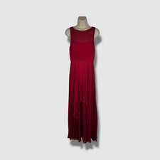 895 Badgley Mischka Women's Red Pleated Layered Georgette Gown Size 4