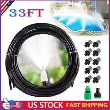 33ft Outdoor Misting Cooling System Garden Irrigation Water Mister Nozzles Set