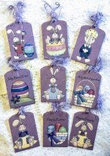 Easter Bunny Primitive Theme 9 Gift Hang Tags for Junk Journal Party Crafts 207