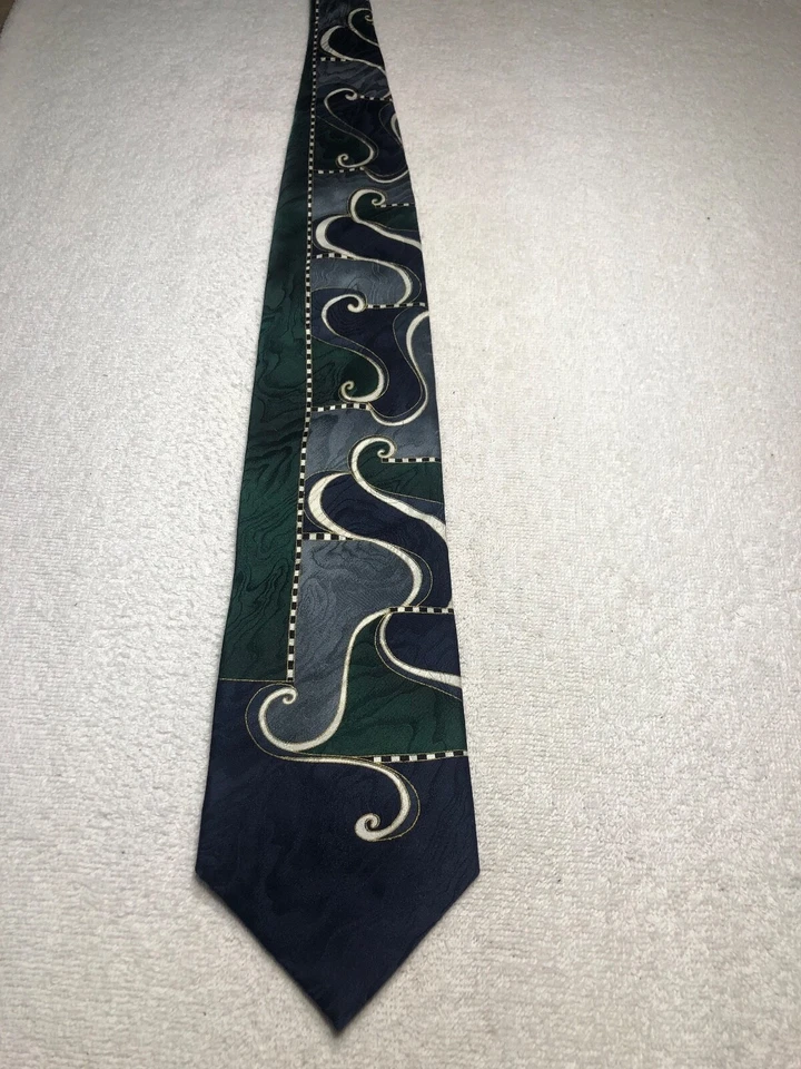 REQUISITOS CORBATA HOMBRE NAVU AZUL CON VERDE GRIS BLANCO 4 X 58 Foto 2 de 4