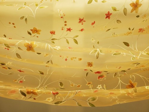 VINTAGE April Showers Sheer SCARF PANEL OR VAL Printed Floral Organza Golden Rod - Picture 10 of 11