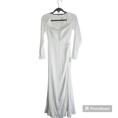 Lulus Romance for the Ages weißes Langarm Maxikleid weiß Gr. XS UVP 155 