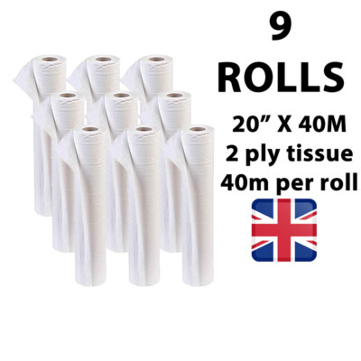 9 Rollen weiß 20 Zoll x 40M Couchrolle Hygienerolle Medizinischer Salon Schönheitsbett Papier