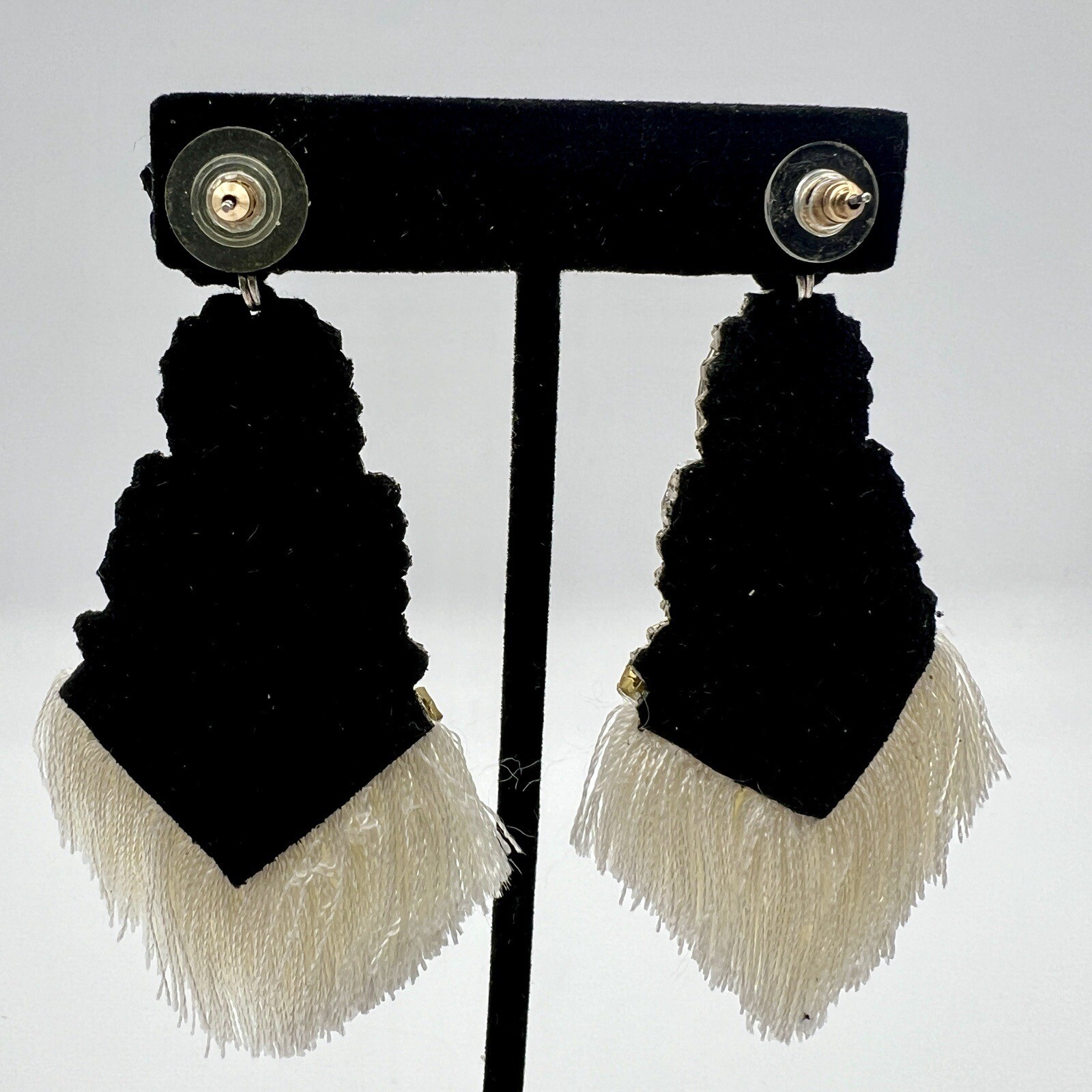 Dangle + Drop Earrings Rhinestone Fabric Fringe F… - image 7