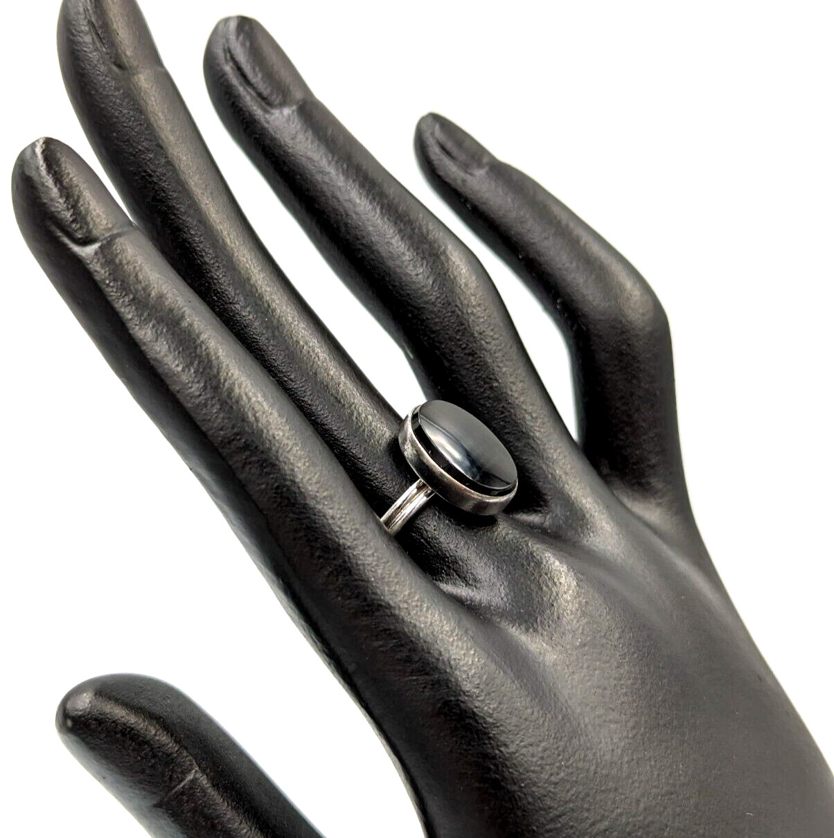 Onyx Sterling Silver Ring Adjustable Vintage Stat… - image 4