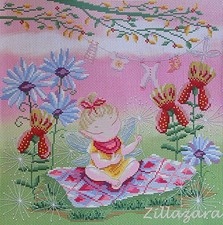 Kind Stickpackung Kreuzstich Elf Garn + Perlen Stickbild gemischte Technik  289