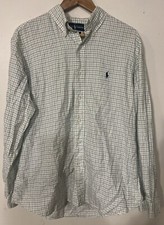 Polo Ralph Lauren Shirt 16.5 Large White Blue Pony Long Sleeve Men 34/35