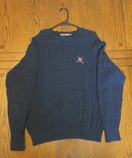 Vintage Polo Golf Sweater Ralph Lauren Club Crest Cable Knit Men  s Large 90s