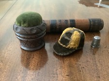 ANTIQUE NOVELTY PIN CUSHIONS. SILVER THIMBLE.ETC.