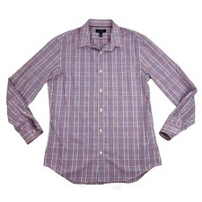 Banana Republic Button Up Shirt Large Tailored Slim Fit 16-16.5" 34-35 Red Blue
