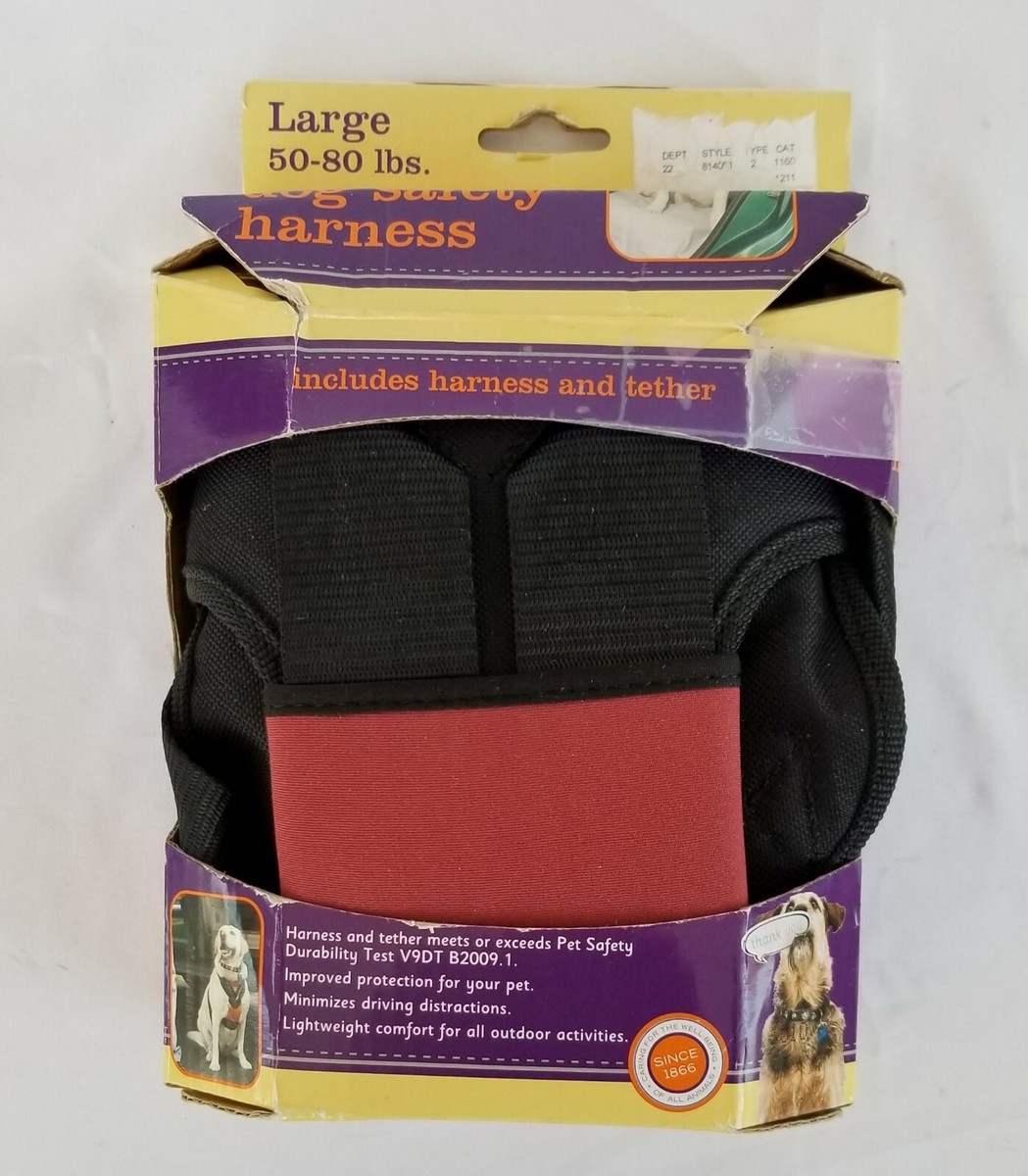 ASPCA Dog Safety Harness, & Tether Large 50-80 Pounds Red, Black