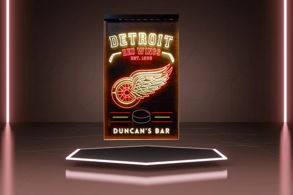 DETROIT RED WINGS NOMBRE PERSONALIZADO LED LETRERO DE NEÓN LUZ DE NEÓN PERSONALIZADA 8x12 Foto 2 de 4