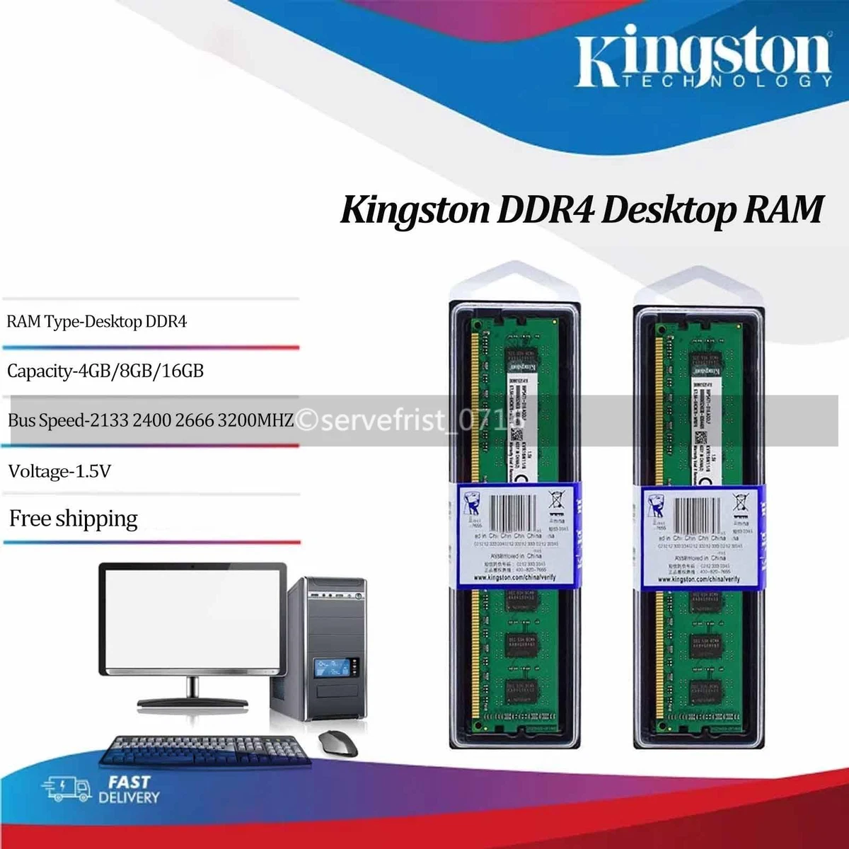 Kingston PC4-17000 (DDR4-2133) Bus Speed Computer RAM 16 GB Total