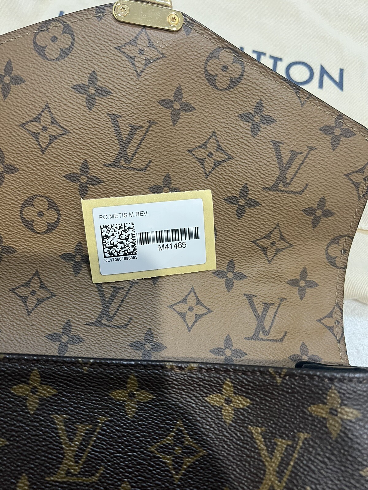 Louis Vuitton Pochette Metis Shoulder Bag MM Brown Leather Monogram