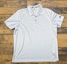Adidas Mens Baby Blue Short Sleeve Golf Polo Shirt AOP Simple Basic