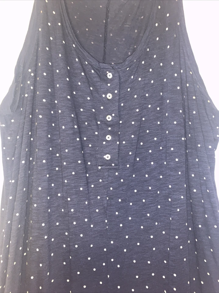 Pantalones para dormir para mujer Old Navy sin mangas azul marino y blanco a lunares 2X Foto 3 de 4