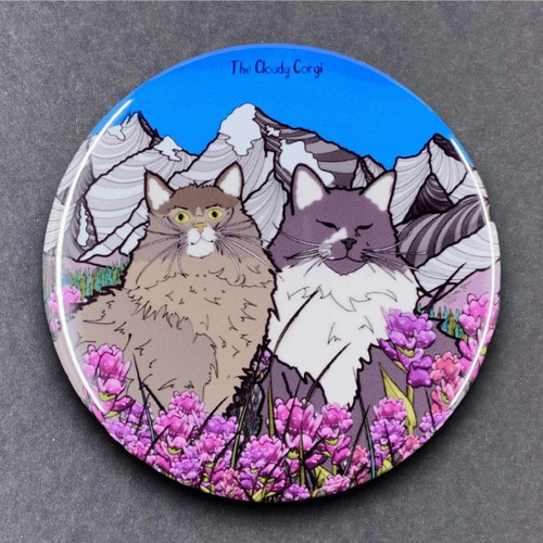 Maine Coon Gato Montaña Pinback Botón Insignia Hecho a Mano Retro Mascota Arte Regalo 2.25" - Imagen 13 de 23