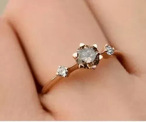 2 kt Rundschliff Lab Created Morganit Halo Ehering 14 K Rotgold plattiert - Bild 3 von 3